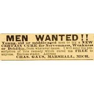  1892 Ad Chas. Gaus Michigan Men Volunteers Medical 