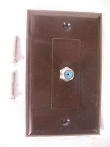 NEW Single F Type Coaxial CATV Wall Plate 1 Gang TV BROWN Cable HDTV 