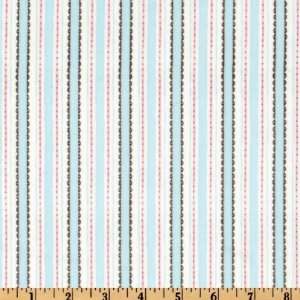  43 Wide Fanciful Friends Flannel Stripe Aqua Fabric By 
