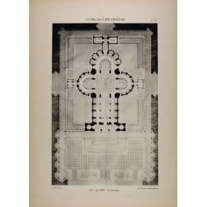  1902 Print 1878 Architect Blavette Cathedral Floor Plan 