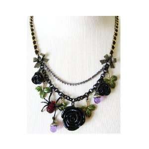 Betsey Johnson Dark Forest Rose Charm Necklace (FINAL SALE)