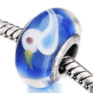 Blue Lovely White Duck Murano Glass Beads Fits Pandora Charms Bracelet