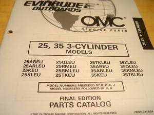 Evinrude Johnson 25 35 HP Outboard Parts Manual 1997  