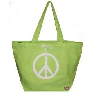  100% Cotton Canvas Shoulder Tote Bag Peace Sign Print 