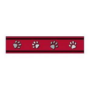 Red Dingo Designer Collar   Red Pawprints   Medium (Quantity of 4)