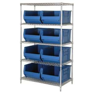   24 x 36 x 74, 5 Shelves, 8 QUS955 RED Bins 24 x 18