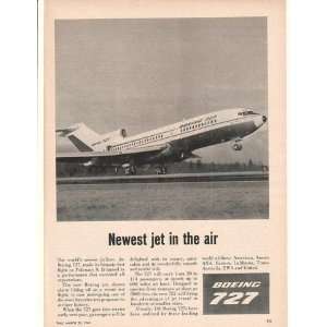   1963 Boeing 727 Newest Jet in The Air Print Ad (16416)