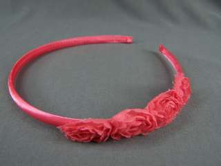 Rosette fabric rose flower satin thin skinny headband  