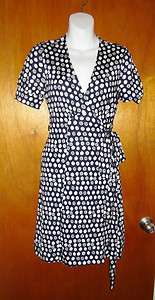   PULITZER Womens Navy/White Print Silk Knit Wrap Dress SZ 2 NWOT