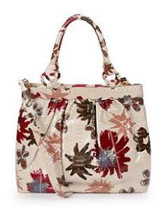 Carlos Falchi   Painted Floral Python Tote/Hibiscus