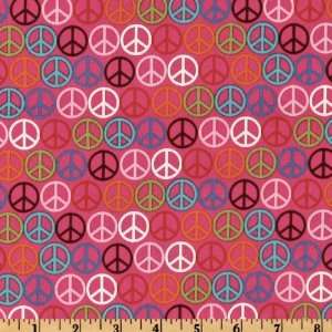   Feeling Groovy Peace Pink Fabric By The Yard Arts, Crafts & Sewing
