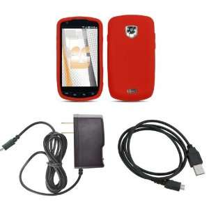 Samsung Droid Charge (Verizon) Premium Combo Pack   Red Silicone Soft 