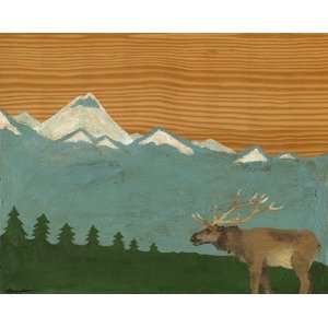 Teton Sky with Moose Canvas Reproduction