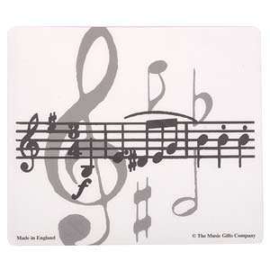    White Treble Clef & Music Staff Mousepad Musical Instruments