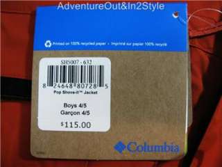 NEW COLUMBIA Boys Winter Coat Jacket Parka 4/5   6/7 NWT MSRP $115 