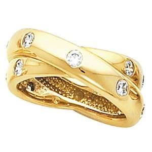  18K Yellow Gold Diamond Overlap Design Ring   Size 7.5   1 