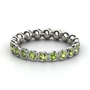  Pod Eternity Band, 14K White Gold Ring with Green 