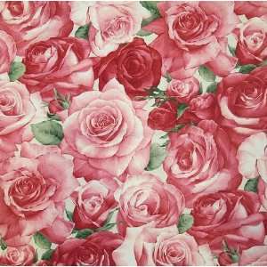  54 Wide Fabric American Beauty, Rose Bloomcraft Fabric 