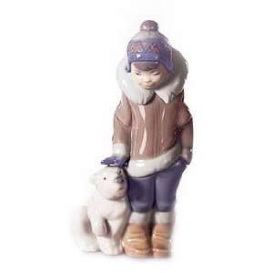  Lladro Eskimo Boy with Pet #5238 6 H