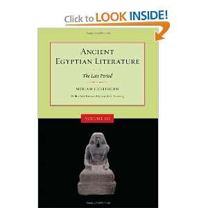 Ancient Egyptian Literature Volume III The Late Period Miriam 