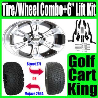 12 Wheel and Tire Combo + Club Car Golf Cart Lift Kit  