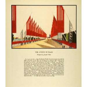  1933 Print Avenue Flags Joseph Urban Chicago Worlds Fair 
