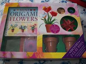 Mini Origami Flowers Kit/New/sealed/clay pots included  