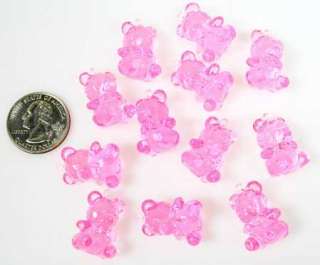 144 Pink Acrylic Baby Girl Teddy Bear Baby Shower Favor  