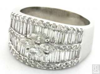 18K WHITE GOLD EXQUISITE 3.15CT VS/F DIAMOND CLUSTER COCKTAIL RING 