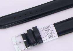 18mm High Grade Black Leather Watch band Made in Spain  