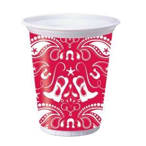 Western Themed Plastic Beverage Cups   16 Ounces Kitchen 