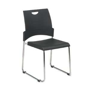   Stack Chair with Plastic Seat and Back, Black, 4 Pack