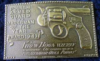 Vintage Polish Armed Guard Gun Belt Buckle  
