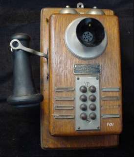  Wall Mount Oak Telephone Deveau 1899 Hotel Switchboard Phone  