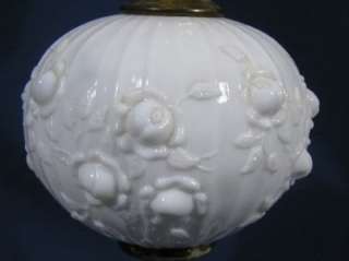 Vintage Rose Pattern FENTON White Milk Glass Table Light Lamp  