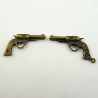   Antique bronze vintage pistol gun dangle charms pendants 20pcs  