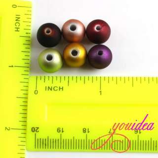 100pcs Hot MIXED ROUND RUBBER ACRYLIC CHARMS Beads 10MM  