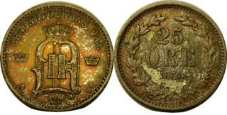 elf Sweden 25 Ore 1874 Silver Oscar II  