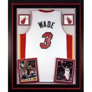 Dwyane Wade Miami Heat Deluxe Framed Autographed White Swingman Jersey