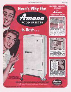 1953 VINTAGE AD   AMANA FOOD FREEZER REFRIGERATOR 3 14  