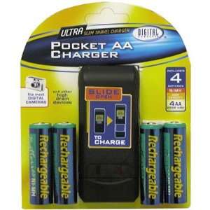   Ultra Slim Battery Charger With 4 AA Rechargeable