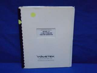 Wavetek Model 21 Function Generator Instruction Manual  