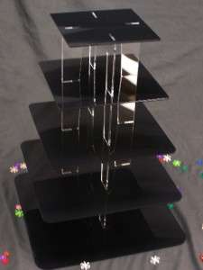 Tier Square Black and Clear Acrylic Cup Cake Candy Pastry Display