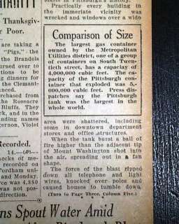 PITTSBURGH PA GAS TANK EXPLOSION Disaster1927 Newspaper  