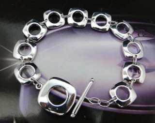 925 Sterling Silver Spuare Charm Bracelet JB211  