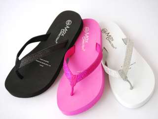 New Summer Glitter Wedge Thong Summer Flat Low Flip Flop Women Shoes 