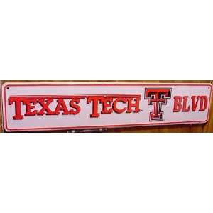  Texas Tech Blvd Red Raiders Boulevard Embossed Metal 