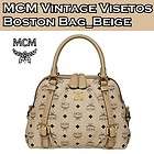 Brand New Authentic MCM Vintage VISETOS Boston Bag Medium NWT_Beige