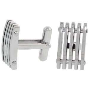 Surgical Stainless Steel Cufflinks w/ 5 Bars, 13/16 in. X 1/2 in. (20 
