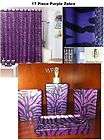 17 Bath Accessory Set Purple zebra shower curtain/ring Bathroom Vanity 